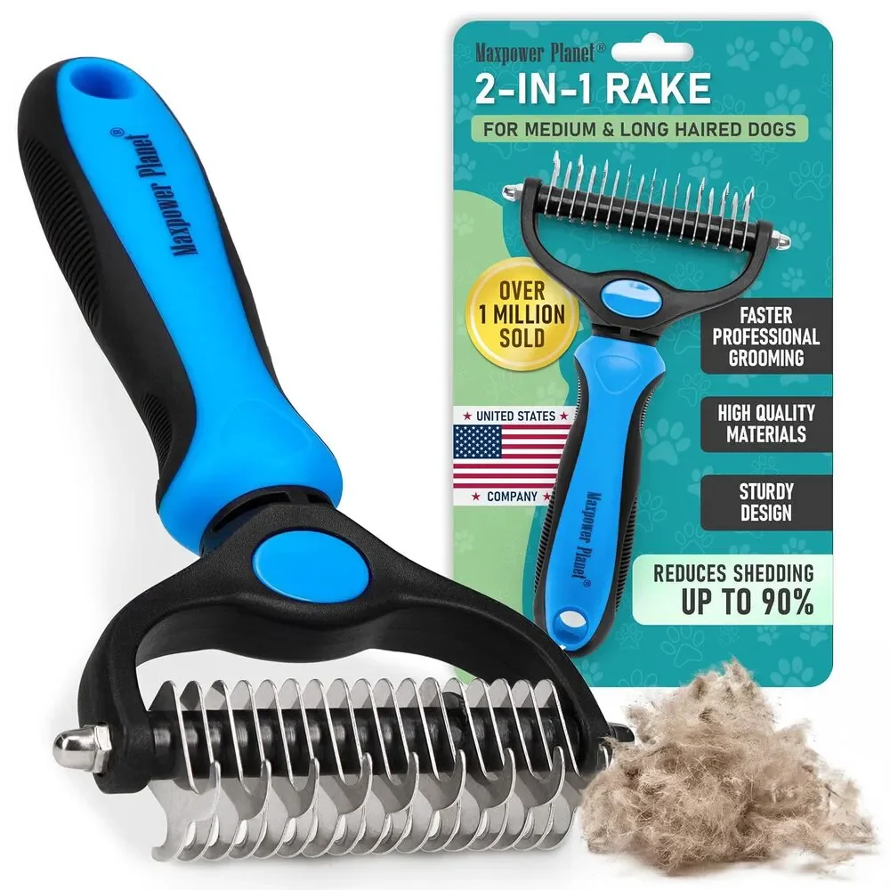 Maxpower Planet Original Pet Grooming Rake Double-Sided Deshedding Dematting